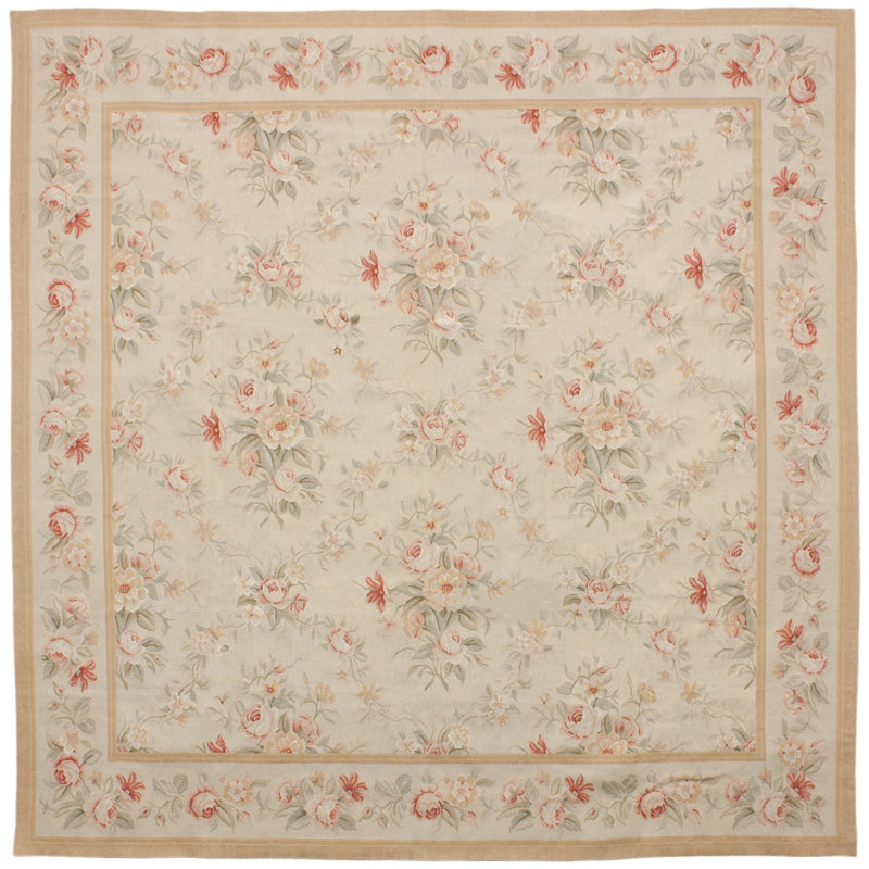 Astoria Grand Aubusson Edinburg Hand Flateweave Wool Cream/Pink/Beige